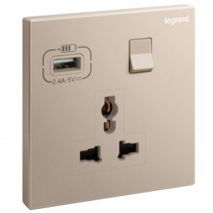 Ổ cắm đơn đa năng có USB sạc Galion - 282442-C1