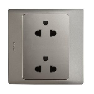 Ổ cắm đôi ba chấu Mallia màu dark silver