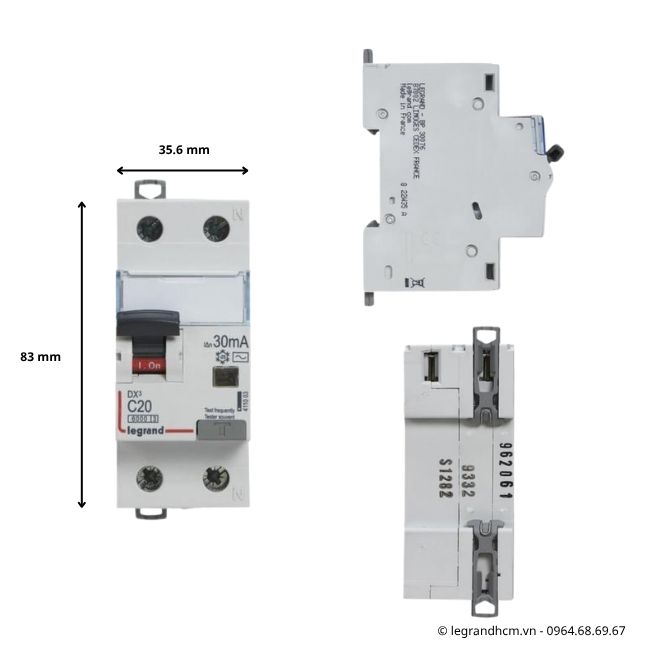 RCBO Legrand 1P+N 20A 30mA 411003 4 Kích thước RCBO Legrand 411003