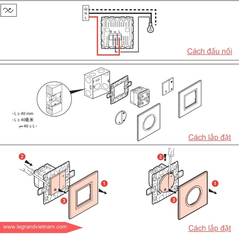 Đấu nối và lắp đặt dimmer legrand arteor