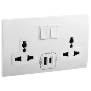 Ổ cắm đa năng kèm USB sạc type-A+C Mallia Senses 281123MW