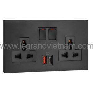 Ổ cắm đôi đa năng có USB type-A&C 27W MEC33077BL