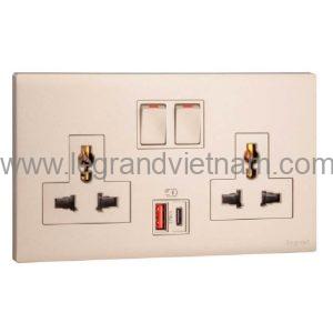 Ổ cắm đôi đa năng có USB type-A&C 27W MEC33077RG