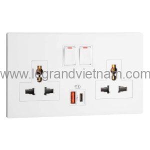 Ổ cắm đôi đa năng có USB type-A&C 27W MEC33077WH
