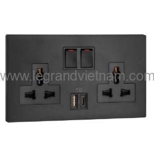 Ổ cắm đôi đa năng có USB type-A&C 15W MEC33082BL