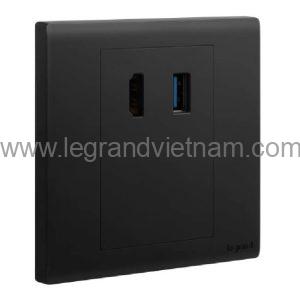 Ổ cắm HDMI & USB data Obria MEC44015BL