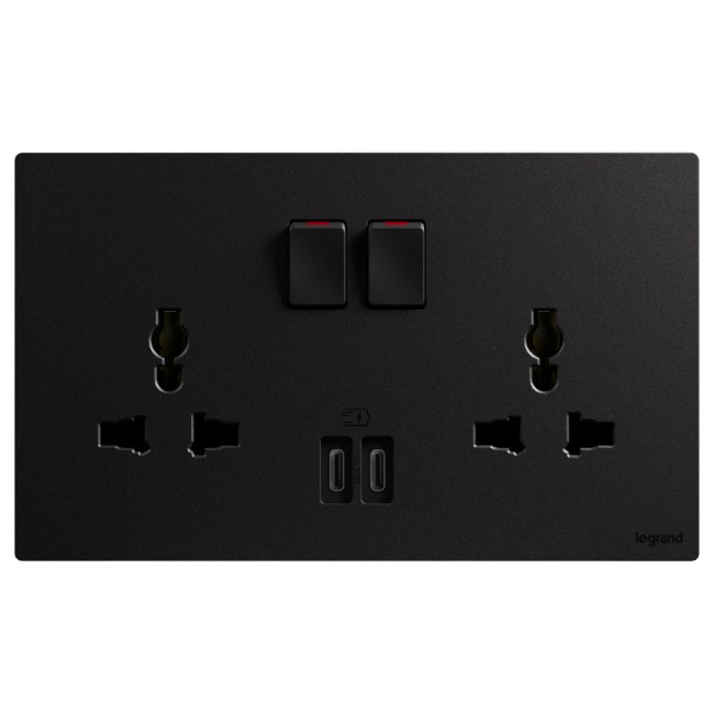 Ổ cắm đôi đa năng 16A tích hợp 2 USB-C 36W Galion Up GA33139 3 Ổ cắm đôi đa năng 16A tích hợp 2 USB-C 36W Galion Up GA33139GR
