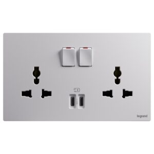 Ổ cắm đôi đa năng 16A tích hợp 2 USB-C 36W Galion Up GA33139MW