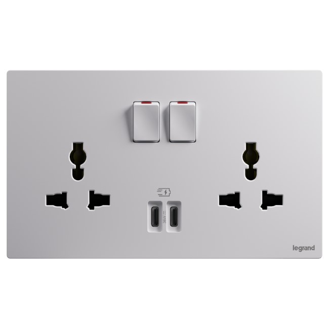 Ổ cắm đôi đa năng 16A tích hợp 2 USB-C 36W Galion Up GA33139 1 Ổ cắm đôi đa năng 16A tích hợp 2 USB-C 36W Galion Up GA33139MW