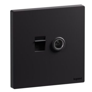 Ổ cắm TV female kèm ổ cắm mạng cat6 Galion Up GA49068MB