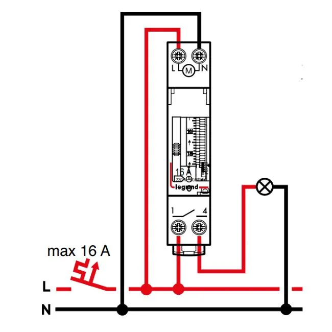 Cách đấu dây Công tắc hẹn giờ Timer Legrand 412790