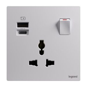 Ổ cắm đa năng 16A có cổng sạc USB A + C 20W GA33129MW